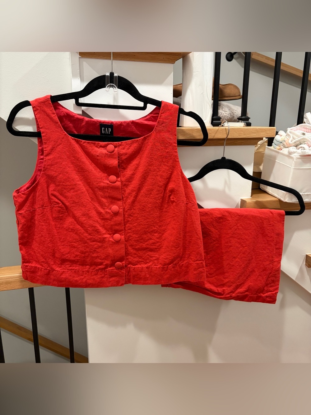 EUC GAP Linen-Blend Button-Front Shell Top M Mini Skort S